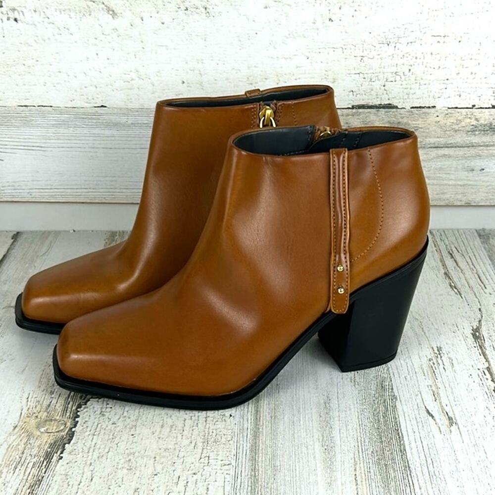 Franco Sarto Vivica Womens 9M Golden Brown Faux Leather Ankle Boots NEW